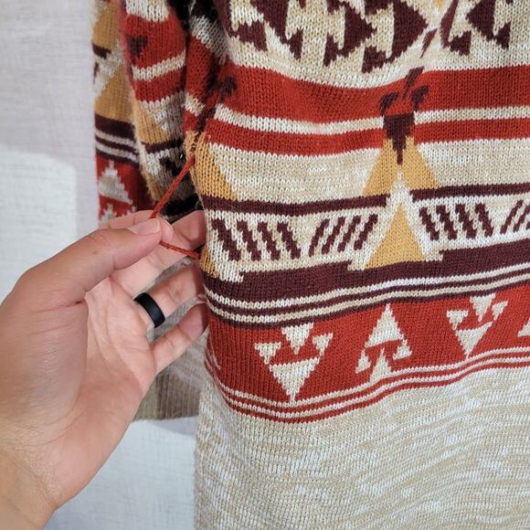 Wrangler Retro Cardigan Womens Medium Red Sweater Knit Western Aztec Southwest - Picture 6 of 8